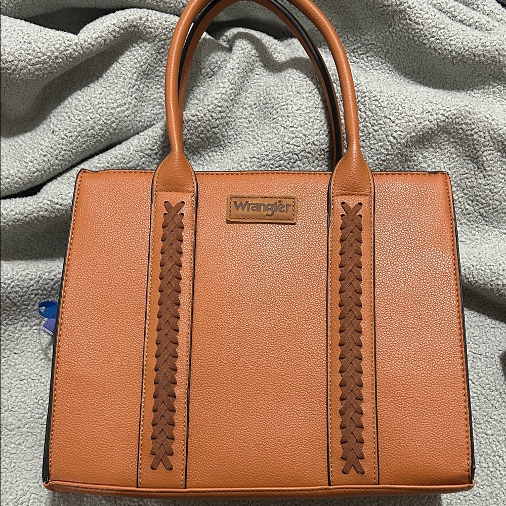 Wrangler Brown Satchel with Braided Detail 3 piece set
